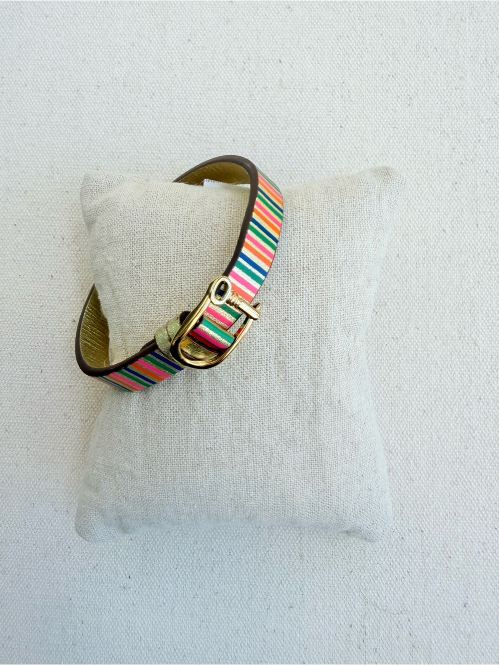 *Single Leather Band* KEEP COLLECTIVE Retired Buckle Clasp Holiday Striped